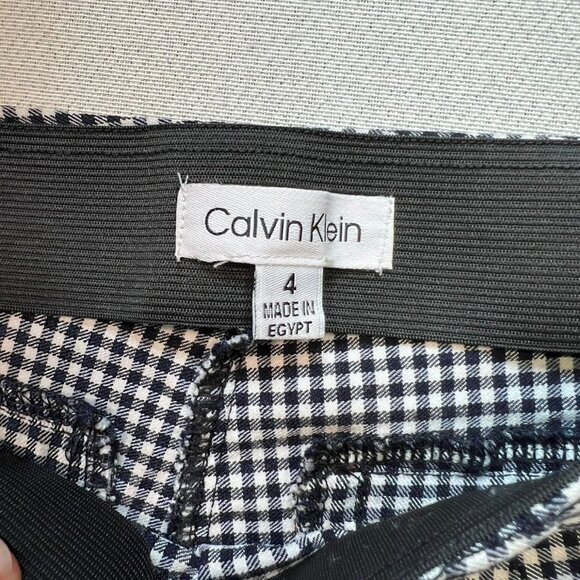 Calvin Klein Womens Casual Skinny Pants Pleated Front Size 4 Black White Gingham - Picture 3 of 12